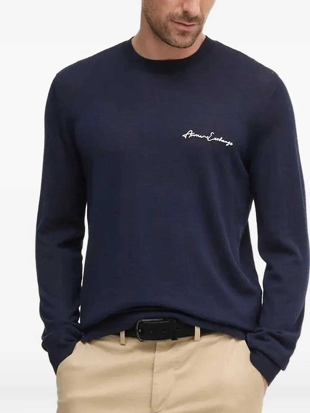 Свитер с вышитым логотипом Armani Exchange, синий
Свитер с вышитым логотипом Armani Exchange, синий