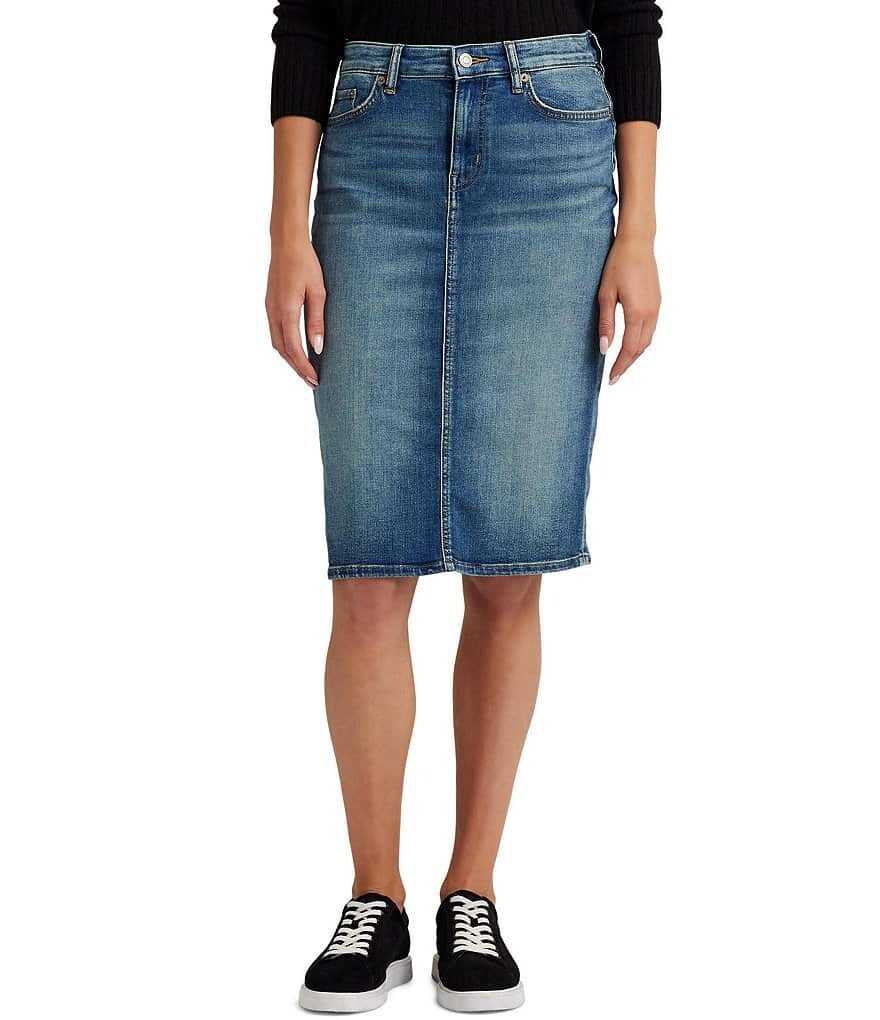 Lauren Ralph Lauren Sunset Джинсовая юбка-карандаш цвета индиго со средней посадкой, синий
Lauren Ralph Lauren Sunset Джинсовая юбка-карандаш цвета индиго со средней посадкой, синий
