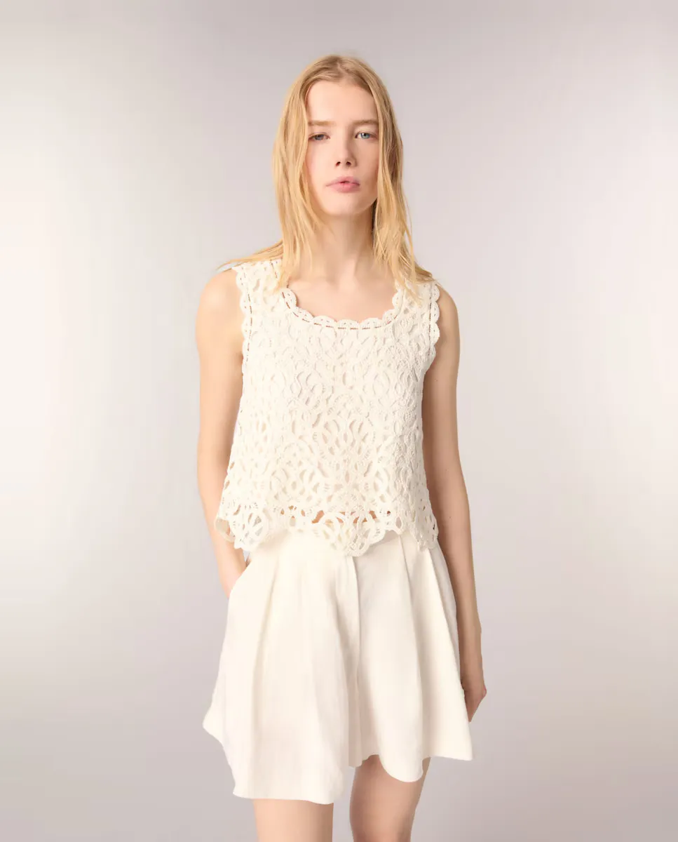 Вязаный крючком женский топ Maje, белый
Вязаный крючком женский топ Maje, белый