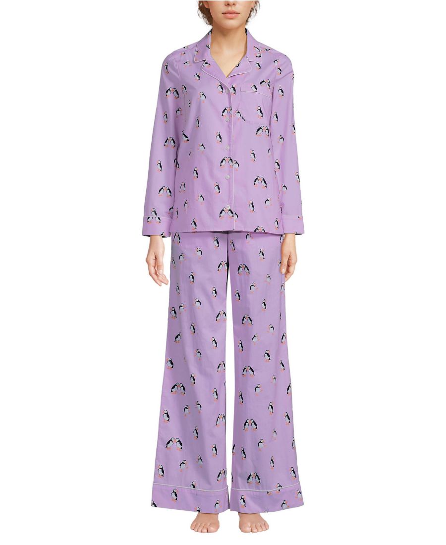 Женский пижамный комплект из двух частей из хлопкового поплина: топ с длинными рукавами и брюки Lands' End, Whisper lilac puffins
Женский пижамный комплект из двух частей из хлопкового поплина: топ с длинными рукавами и брюки Lands' End, Whisper lilac puffins