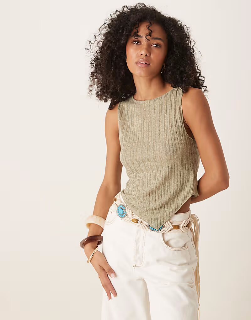 Асимметричный топ Etta из тонкого трикотажа цвета шалфея Motel
Асимметричный топ Etta из тонкого трикотажа цвета шалфея Motel