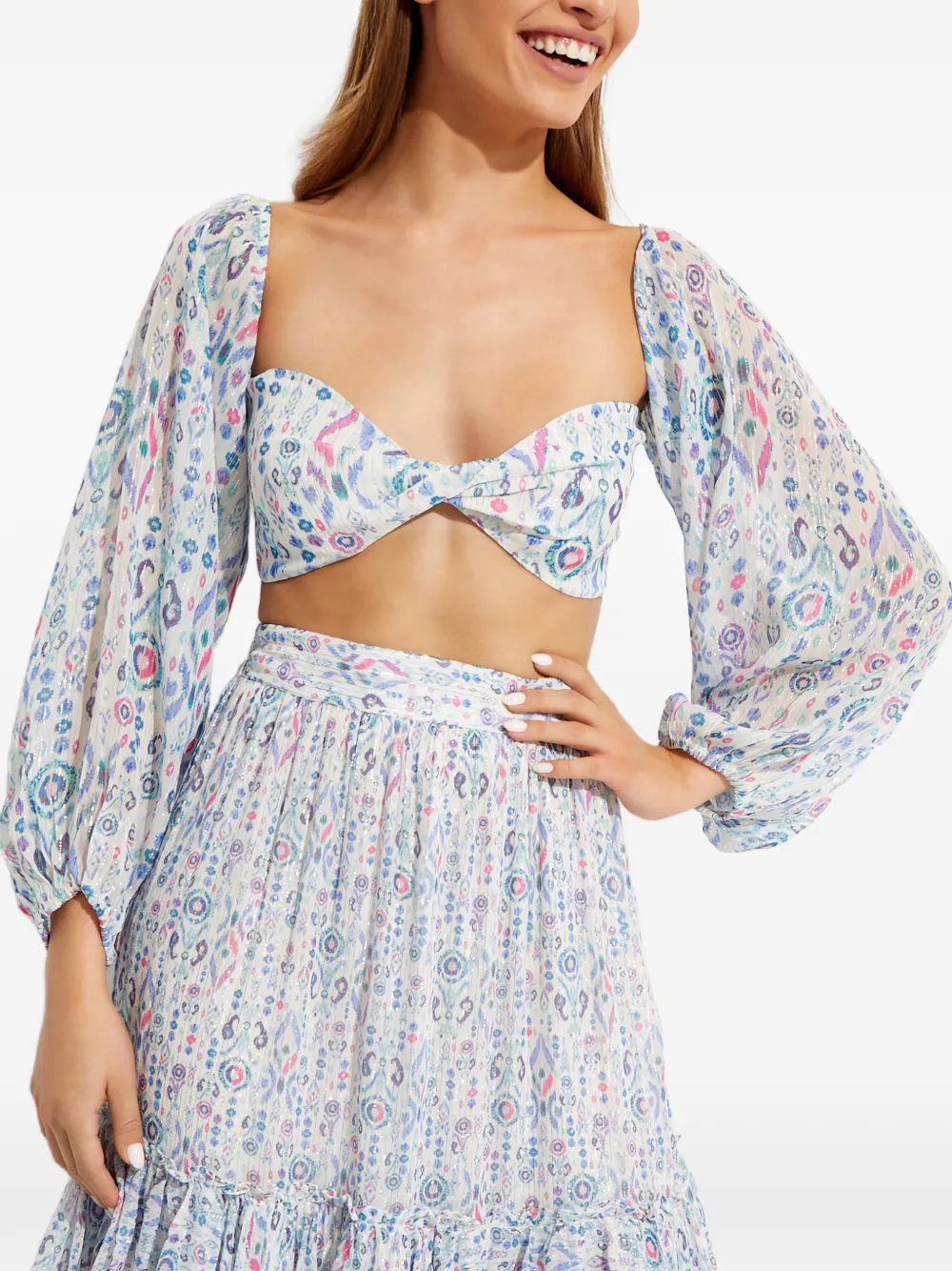 Топ с принтом и пышными рукавами Rococo Sand, белый
Топ с принтом и пышными рукавами Rococo Sand, белый