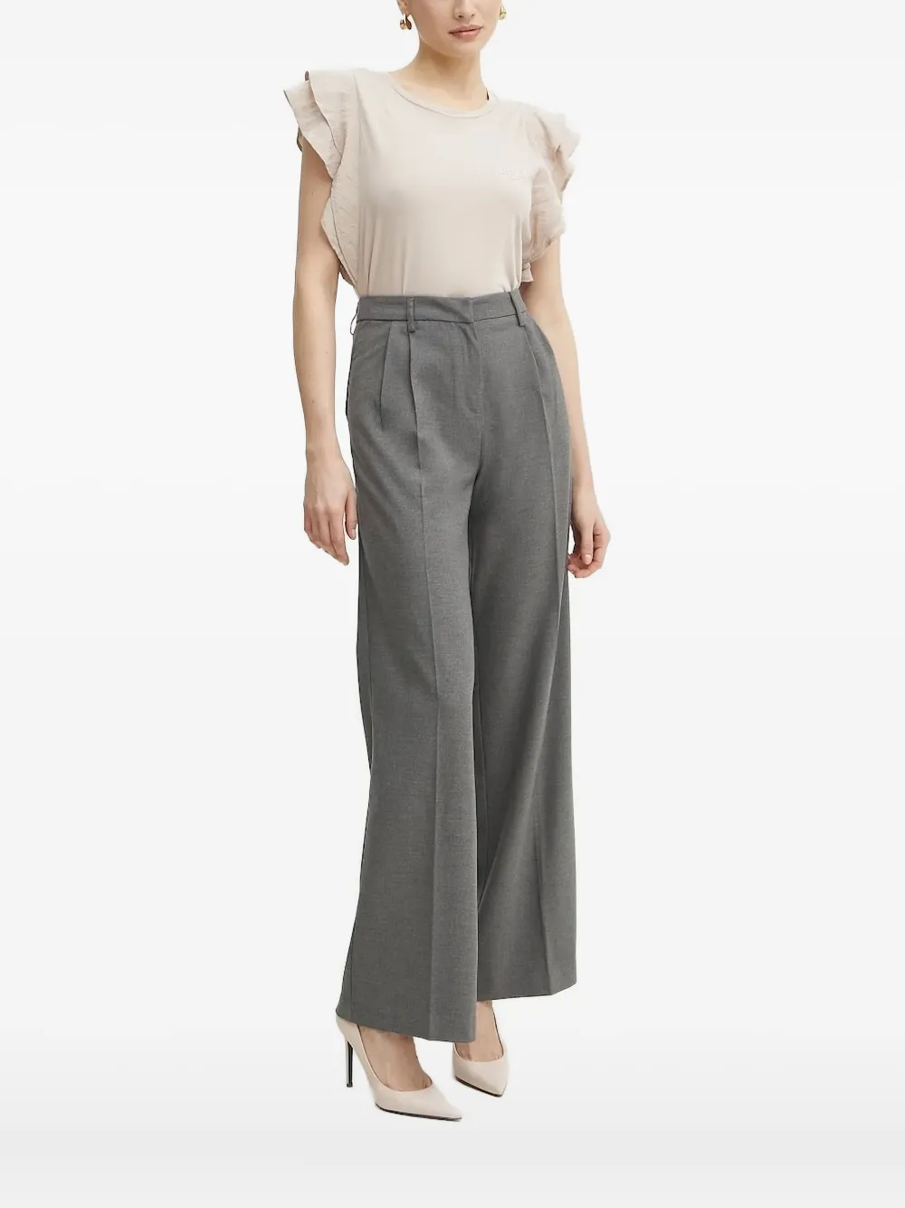 Топ с рукавами-оборками LIU JO, нейтральный 
Топ с рукавами-оборками LIU JO, нейтральный