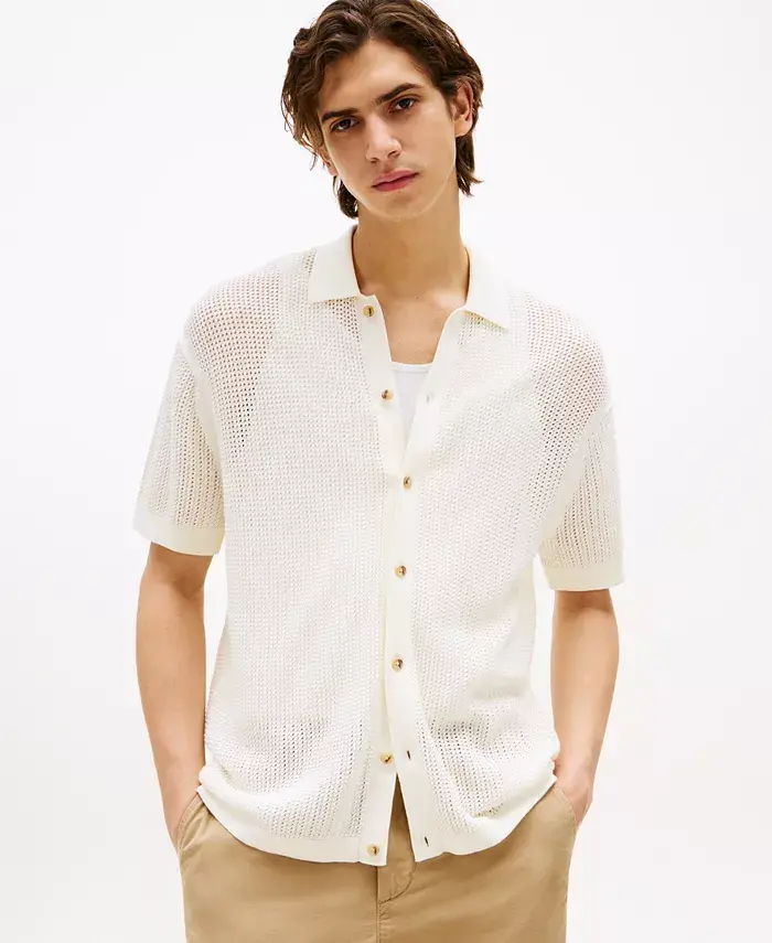 Мужская рубашка-поло с коротким рукавом и открытым кроем Tommy Hilfiger, слоновая кость/кремовый
Мужская рубашка-поло с коротким рукавом и открытым кроем Tommy Hilfiger, слоновая кость/кремовый