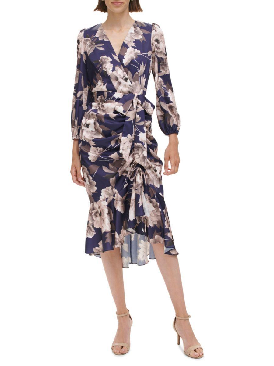 Платье миди из атласа с цветочным принтом и имитацией запаха Eliza J, темно-синий
Платье миди из атласа с цветочным принтом и имитацией запаха Eliza J, темно-синий