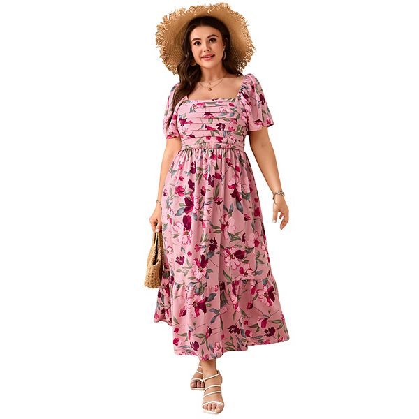 Платье женское plus size casual с цветочным принтом и квадратным вырезом Seoria, Pink Floral
Платье женское plus size casual с цветочным принтом и квадратным вырезом Seoria, Pink Floral