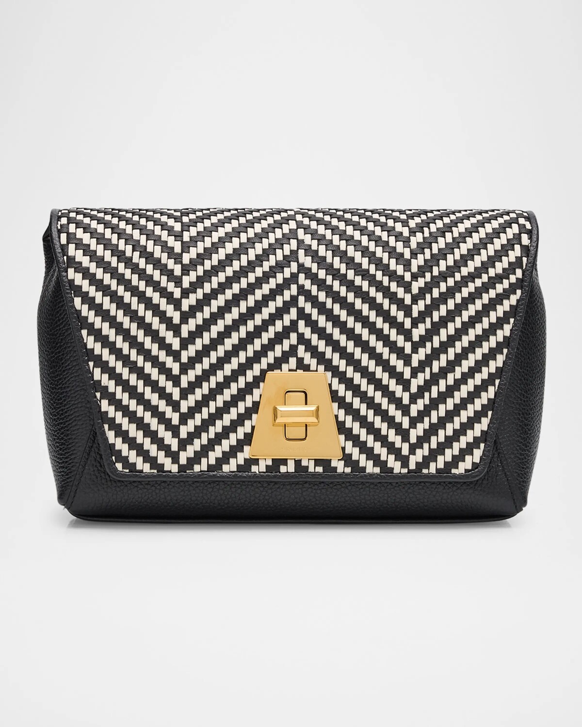 Маленькая кожаная плетеная сумка через плечо Anouk Akris, цвет Ecru Black 
Маленькая кожаная плетеная сумка через плечо Anouk Akris, цвет Ecru Black