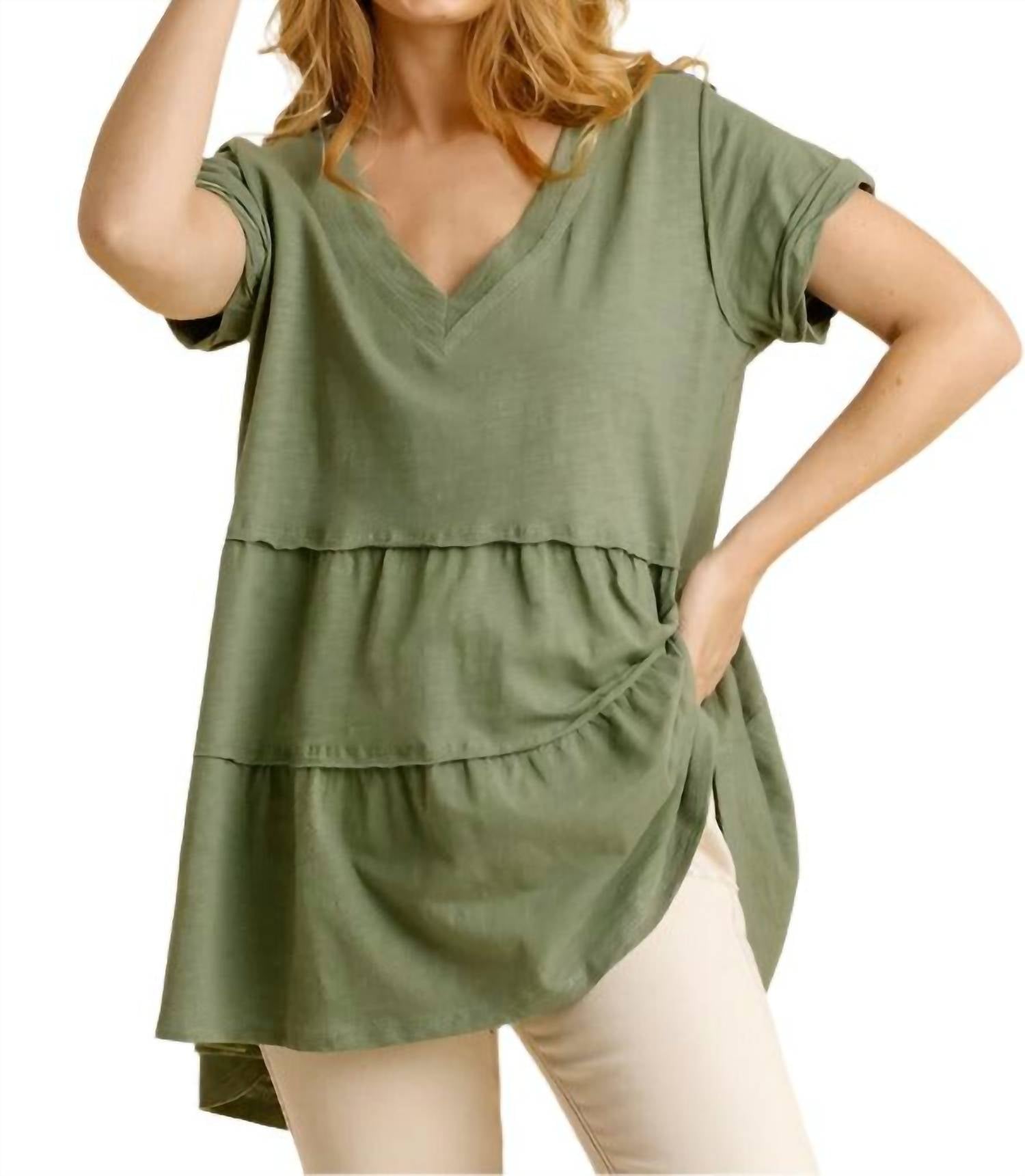 Туника с ярусными рюшами в цвете шалфей Umgee, Sage
Туника с ярусными рюшами в цвете шалфей Umgee, Sage