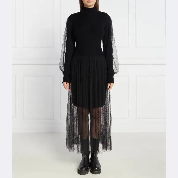 Платье с добавлением шерсти и кашемира. Twin-Set, черный
Платье с добавлением шерсти и кашемира. Twin-Set, черный