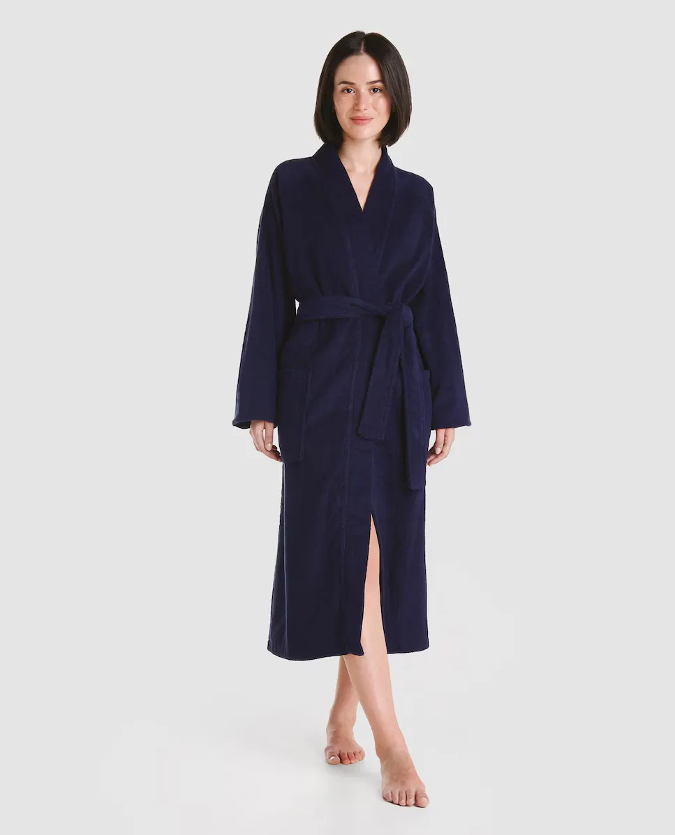 Однотонный хлопчатобумажный женский халат Lohe, тёмно-синий
Однотонный хлопчатобумажный женский халат Lohe, тёмно-синий