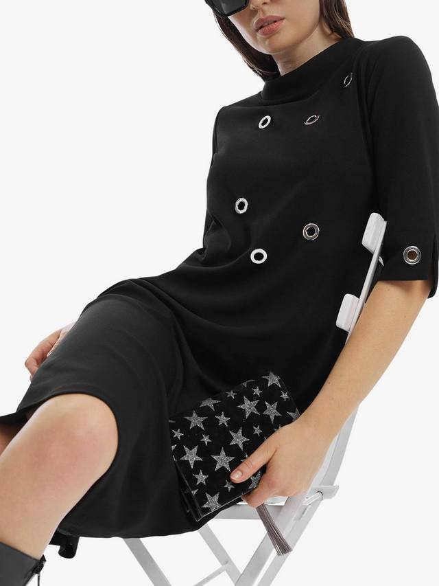 Мини-платье с высоким воротником-петелькой James Lakeland, черный
Мини-платье с высоким воротником-петелькой James Lakeland, черный