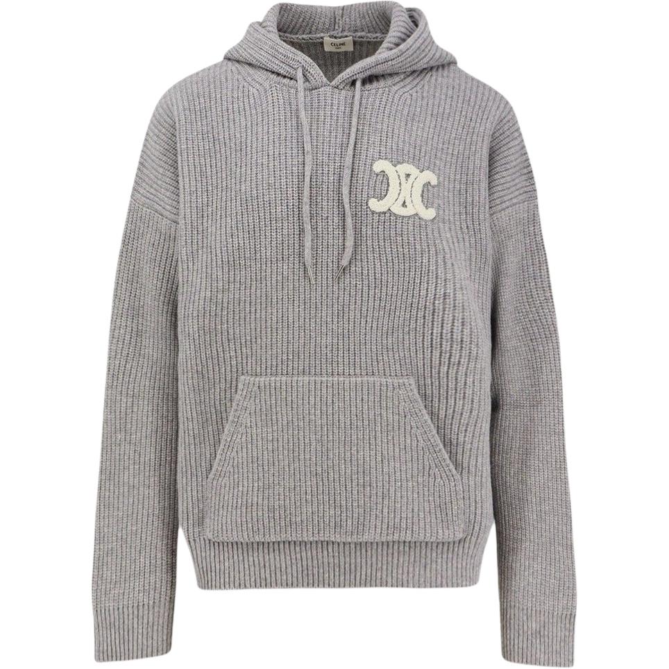Свитер вязаный с лого-нашивкой и шнурком CELINE, серый
Свитер вязаный с лого-нашивкой и шнурком CELINE, серый