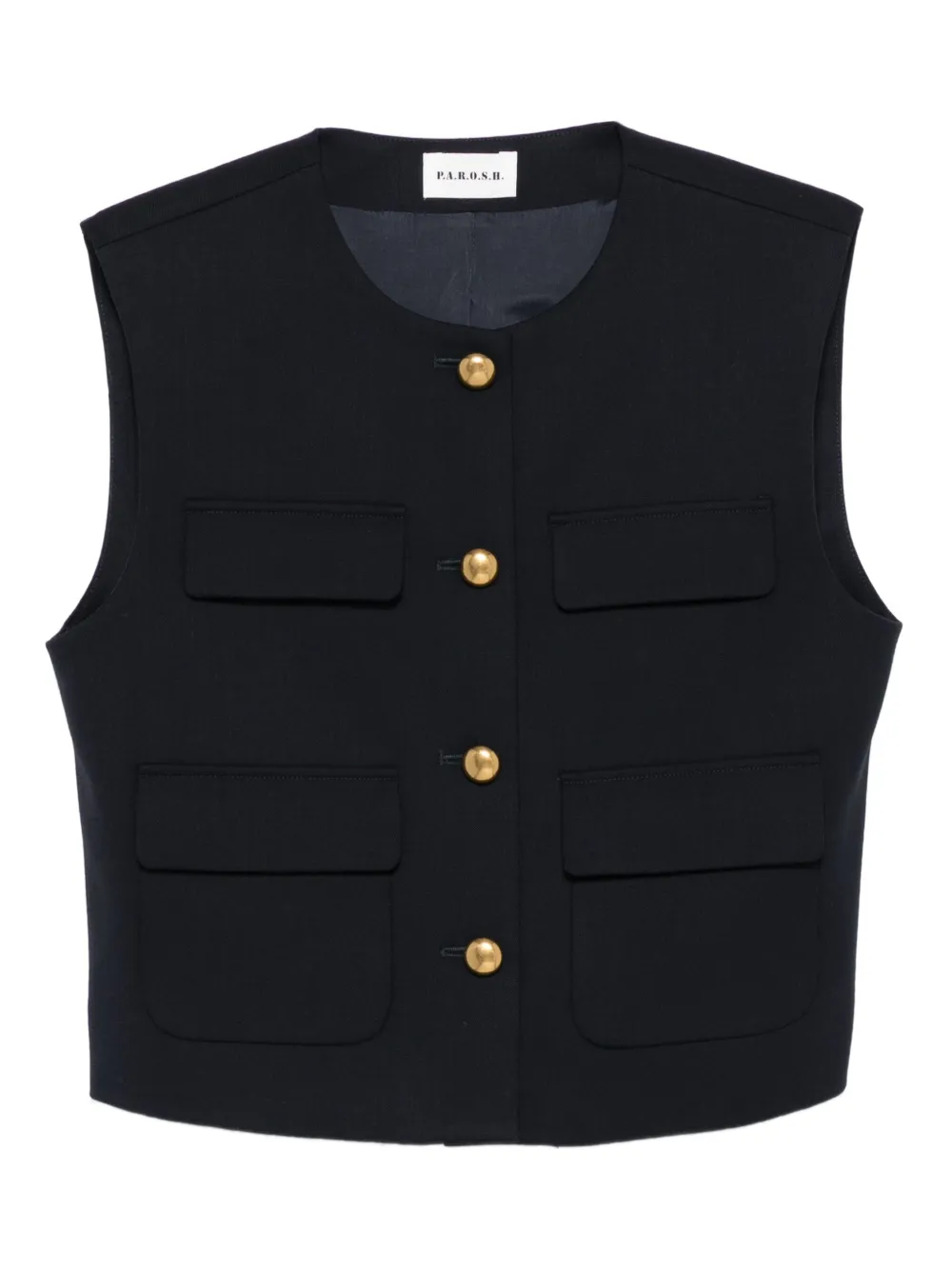 Жилет с карманами и пуговицами P.A.R.O.S.H., синий
Жилет с карманами и пуговицами P.A.R.O.S.H., синий