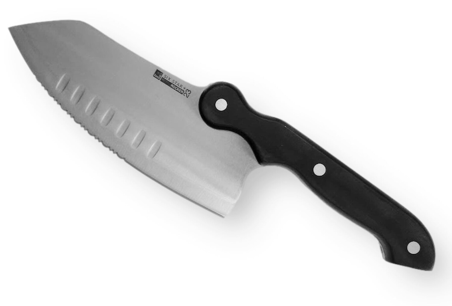 Нож шеф-повара-качалка Santoku Ronco Rocker № 23, столовые приборы с шестью звездами, лезвие из нержавеющей стали
Нож шеф-повара-качалка Santoku Ronco Rocker № 23, столовые приборы с шестью звездами, лезвие из нержавеющей стали