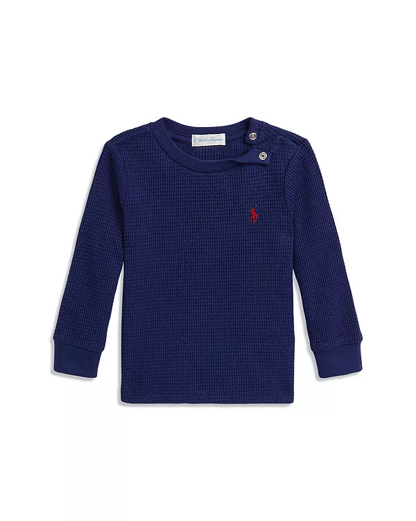 Детская футболка Polo из вафельной хлопковой вязки с длинным рукавом. Ralph Lauren, синий
Детская футболка Polo из вафельной хлопковой вязки с длинным рукавом. Ralph Lauren, синий
