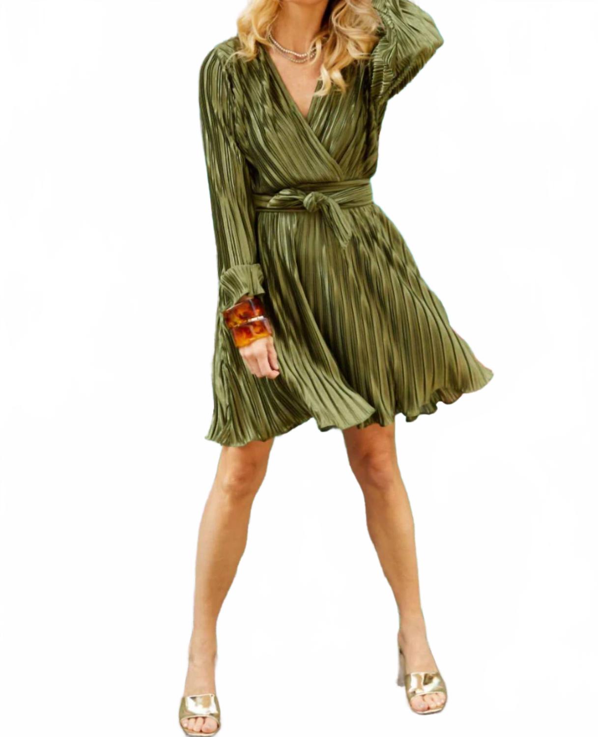Складчатое мини-платье цвета мох Buru, Moss 
Складчатое мини-платье цвета мох Buru, Moss