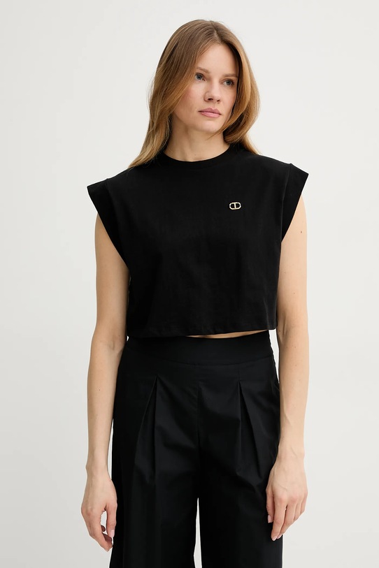 Хлопковая футболка Twinset, черный
Хлопковая футболка Twinset, черный