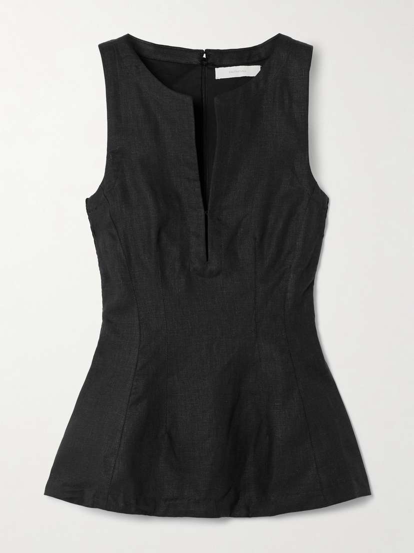 Льняной топ с баской Melia Faithfull, черный
Льняной топ с баской Melia Faithfull, черный