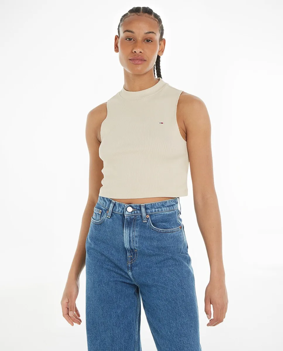 Облегающий женский топ без рукавов Tommy Jeans, бежевый
Облегающий женский топ без рукавов Tommy Jeans, бежевый