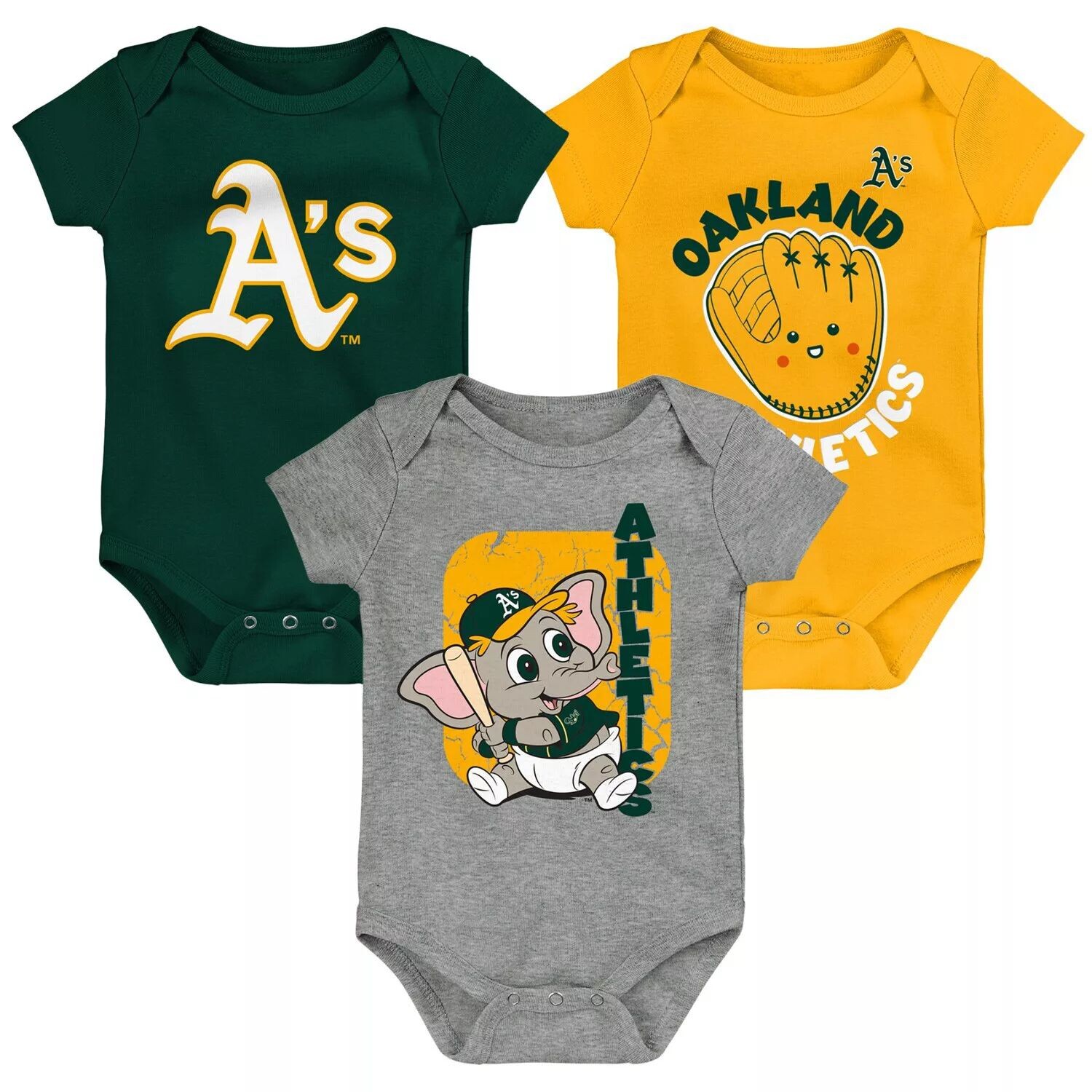 Зеленый/золотой/серый комплект боди Oakland Athletics Change Up для новорожденных и младенцев, состоящий из трех частей Outerstuff
Зеленый/золотой/серый комплект боди Oakland Athletics Change Up для новорожденных и младенцев, состоящий из трех частей Outerstuff