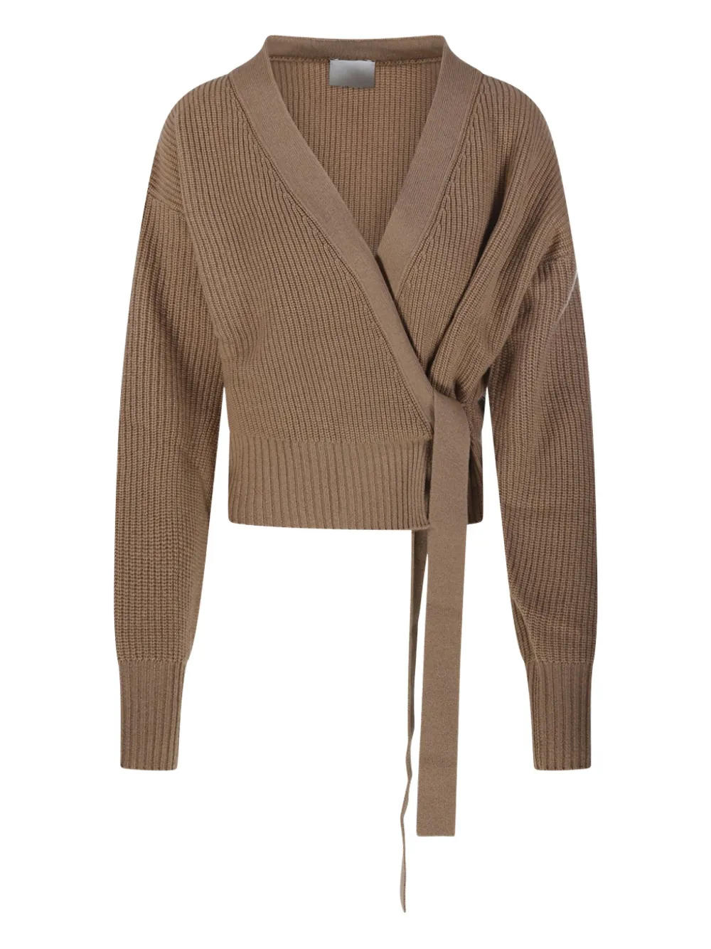 Кардиган в рубчик с запахом ALLUDE, коричневый 
Кардиган в рубчик с запахом ALLUDE, коричневый