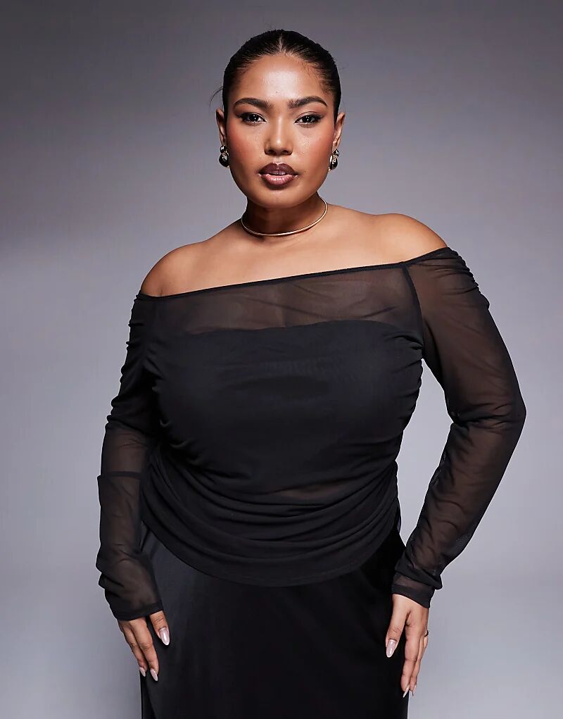 Сетчатый топ со сборками на плечах черного цвета ASOS
Сетчатый топ со сборками на плечах черного цвета ASOS