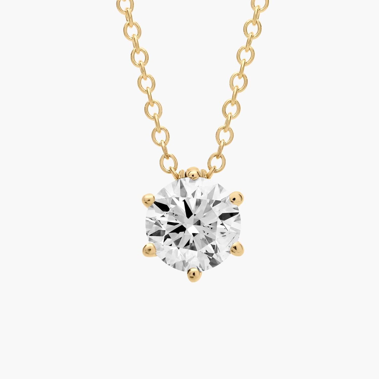 Подвеска с выращенными в лаборатории бриллиантами в форме проволочной корзины из желтого золота 14 карат (1 карат, двойной - FG / VS2-SI1) Blue Nile