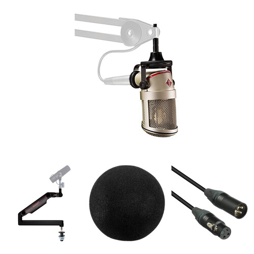 Комплект конденсаторного широковещательного микрофона Neumann BCM 104 со штангой, кабелем и ветровым стеклом 
Комплект конденсаторного широковещательного микрофона Neumann BCM 104 со штангой, кабелем и ветровым стеклом