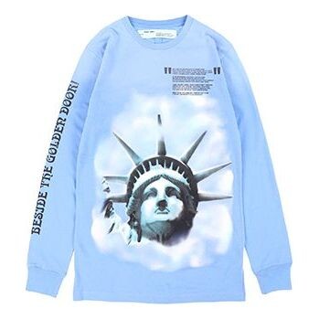 Толстовка c o virgil abloh liberty crew neck sweater Off-White, голубой 
Толстовка c o virgil abloh liberty crew neck sweater Off-White, голубой