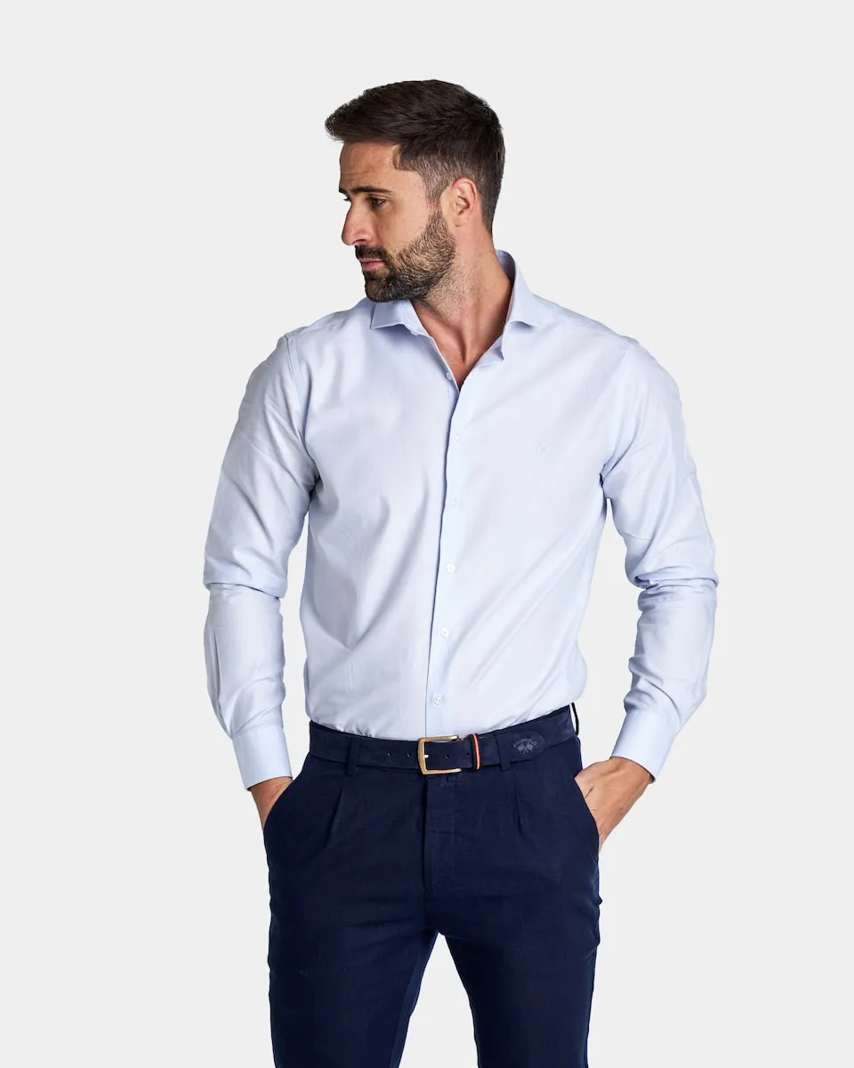 Мужская рубашка жаккардовая классическая гладкая белая Spagnolo, светло-голубой
Мужская рубашка жаккардовая классическая гладкая белая Spagnolo, светло-голубой