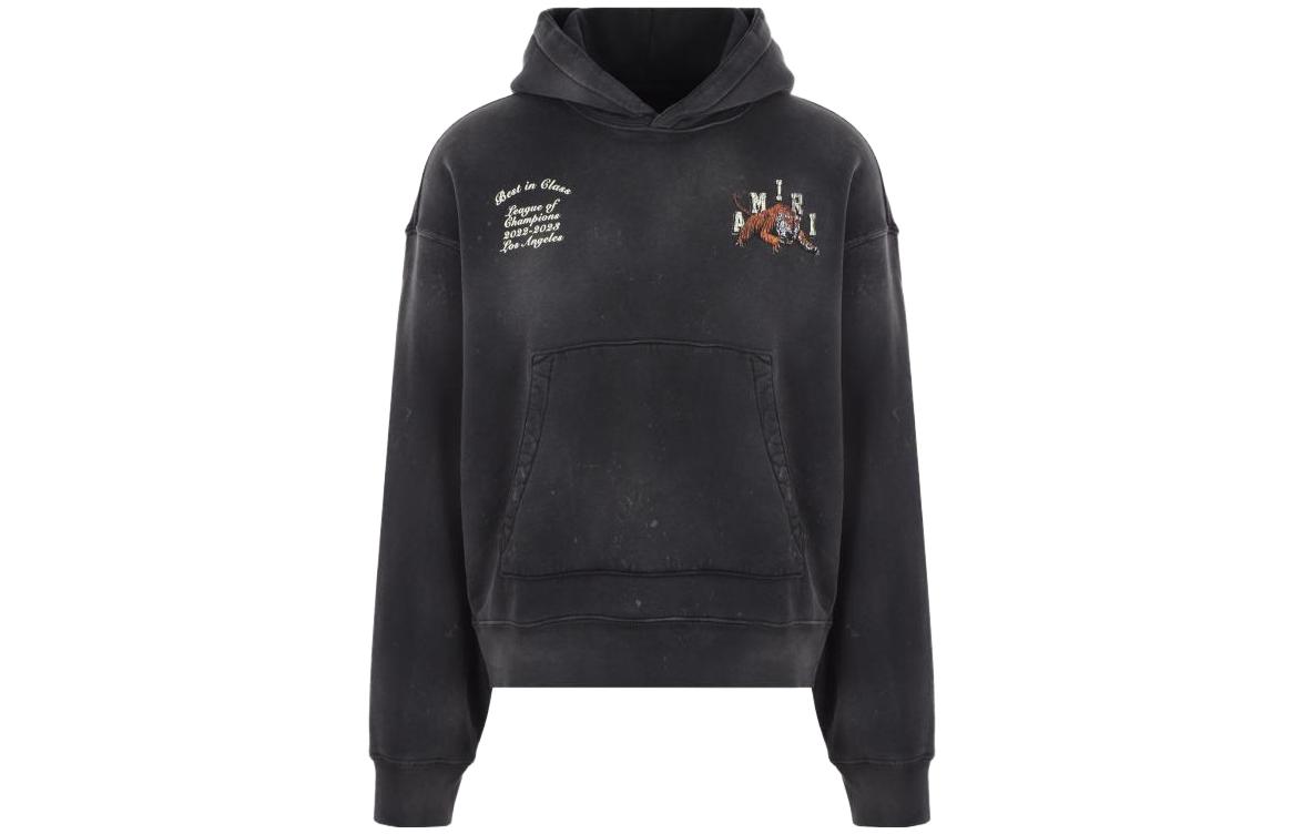 Винтажный худи с отделкой из ребристого трикотажа Tiger AMIRI, черный
Винтажный худи с отделкой из ребристого трикотажа Tiger AMIRI, черный