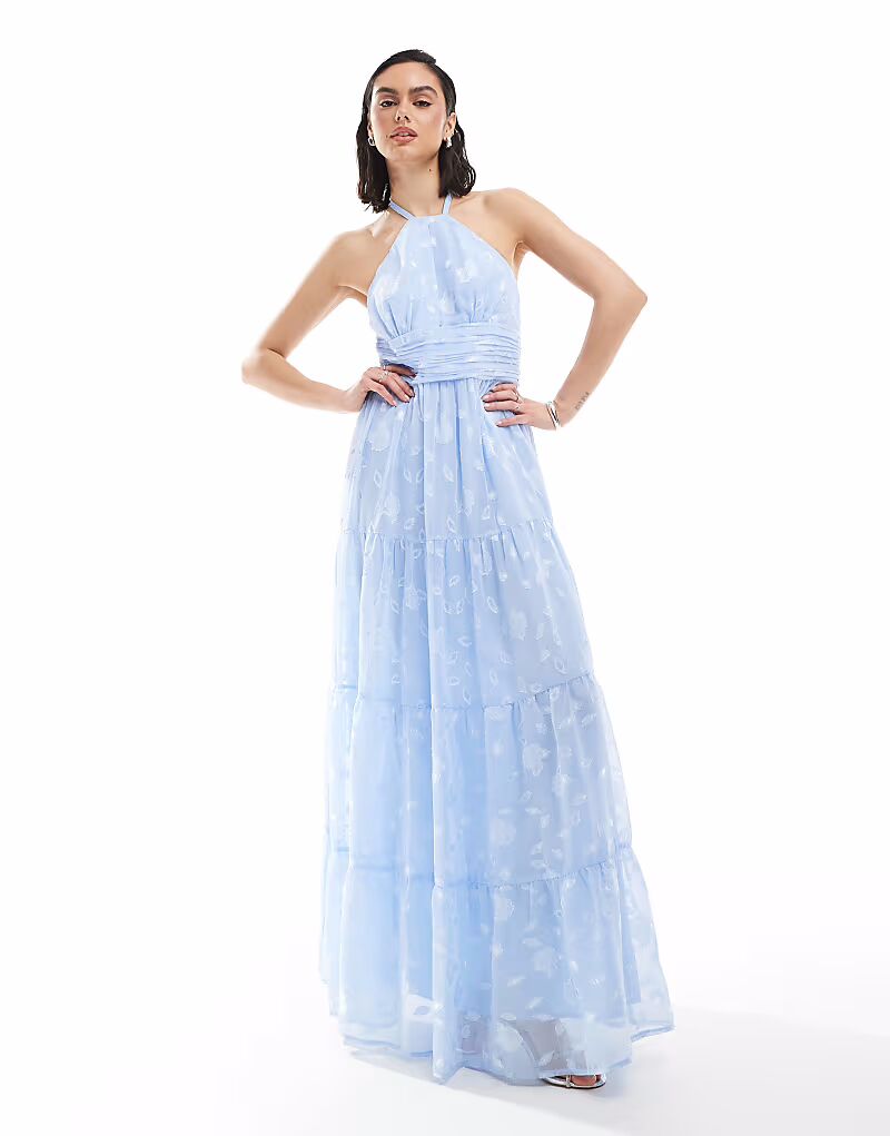 Платье макси Maya Floral с завязками на шее и воротником-халтер светло-голубого цвета
Платье макси Maya Floral с завязками на шее и воротником-халтер светло-голубого цвета