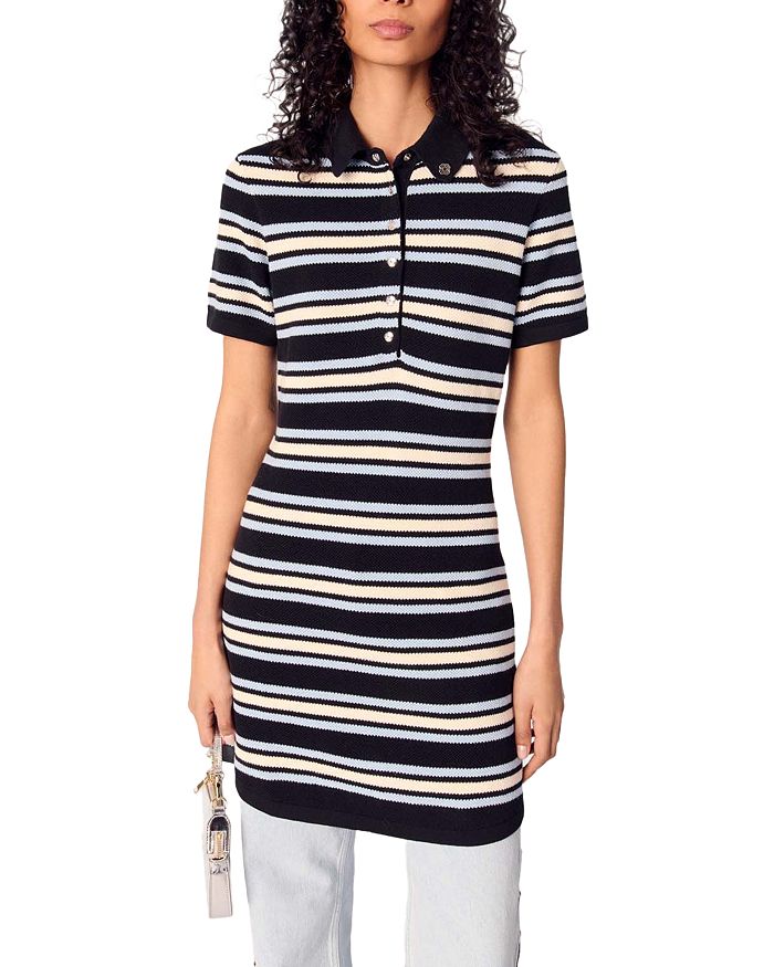 Полосатое трикотажное платье-поло Maje, мультиколор
Полосатое трикотажное платье-поло Maje, мультиколор