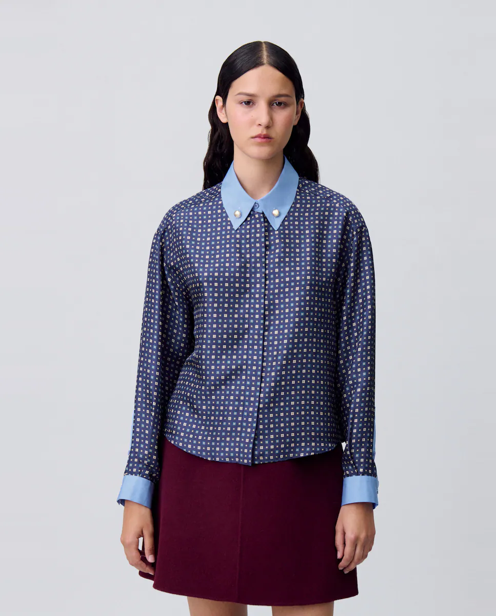 Женская шелковая рубашка с принтом Claudie Pierlot, темно-синий
Женская шелковая рубашка с принтом Claudie Pierlot, темно-синий