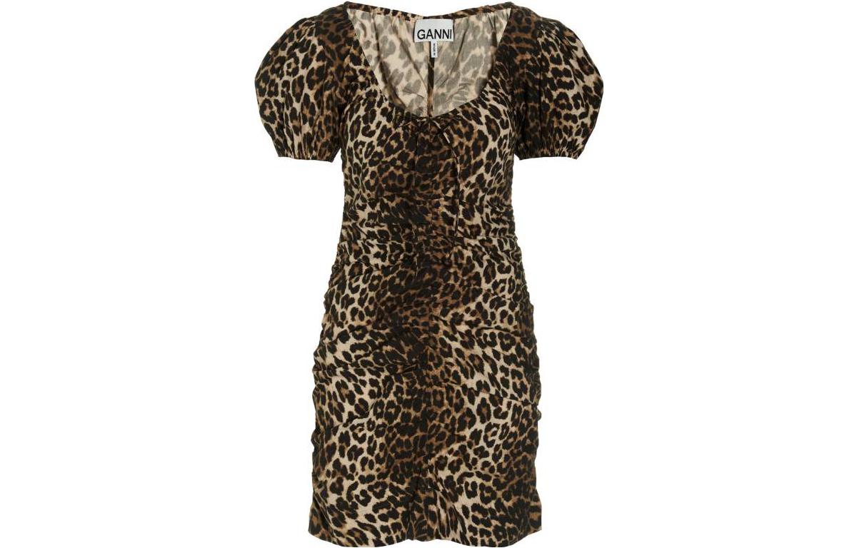 GANNI Мини-платье с леопардовым принтом и пышными рукавами
GANNI Мини-платье с леопардовым принтом и пышными рукавами