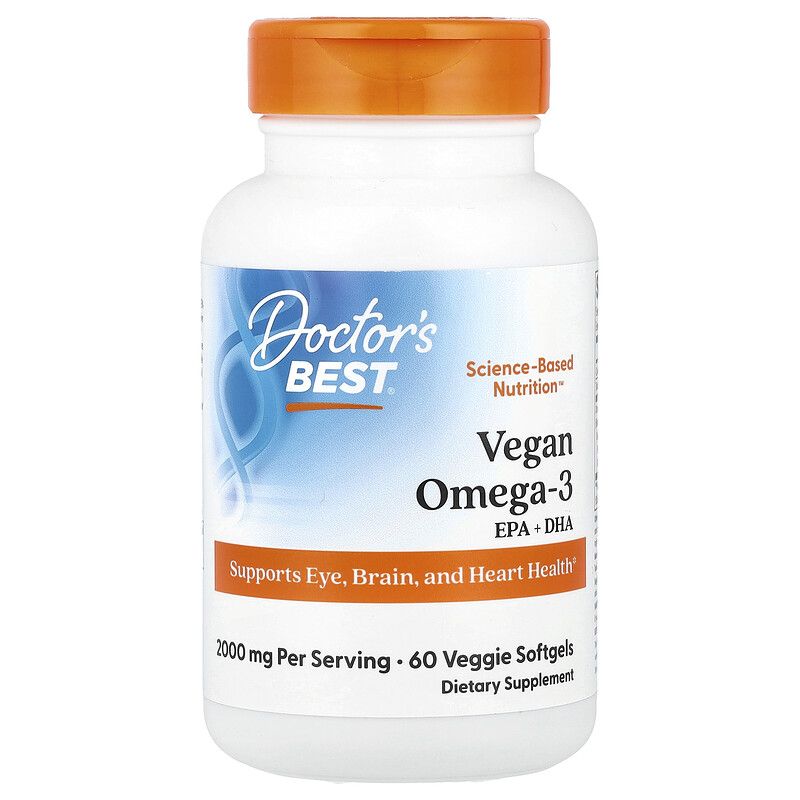 Doctor's Best, Веганские омега-3, ЭПК и ДГК, 2000 мг, 60 растительных капсул (1000 мг в каждой капсуле)
Doctor's Best, Веганские омега-3, ЭПК и ДГК, 2000 мг, 60 растительных капсул (1000 мг в каждой капсуле)