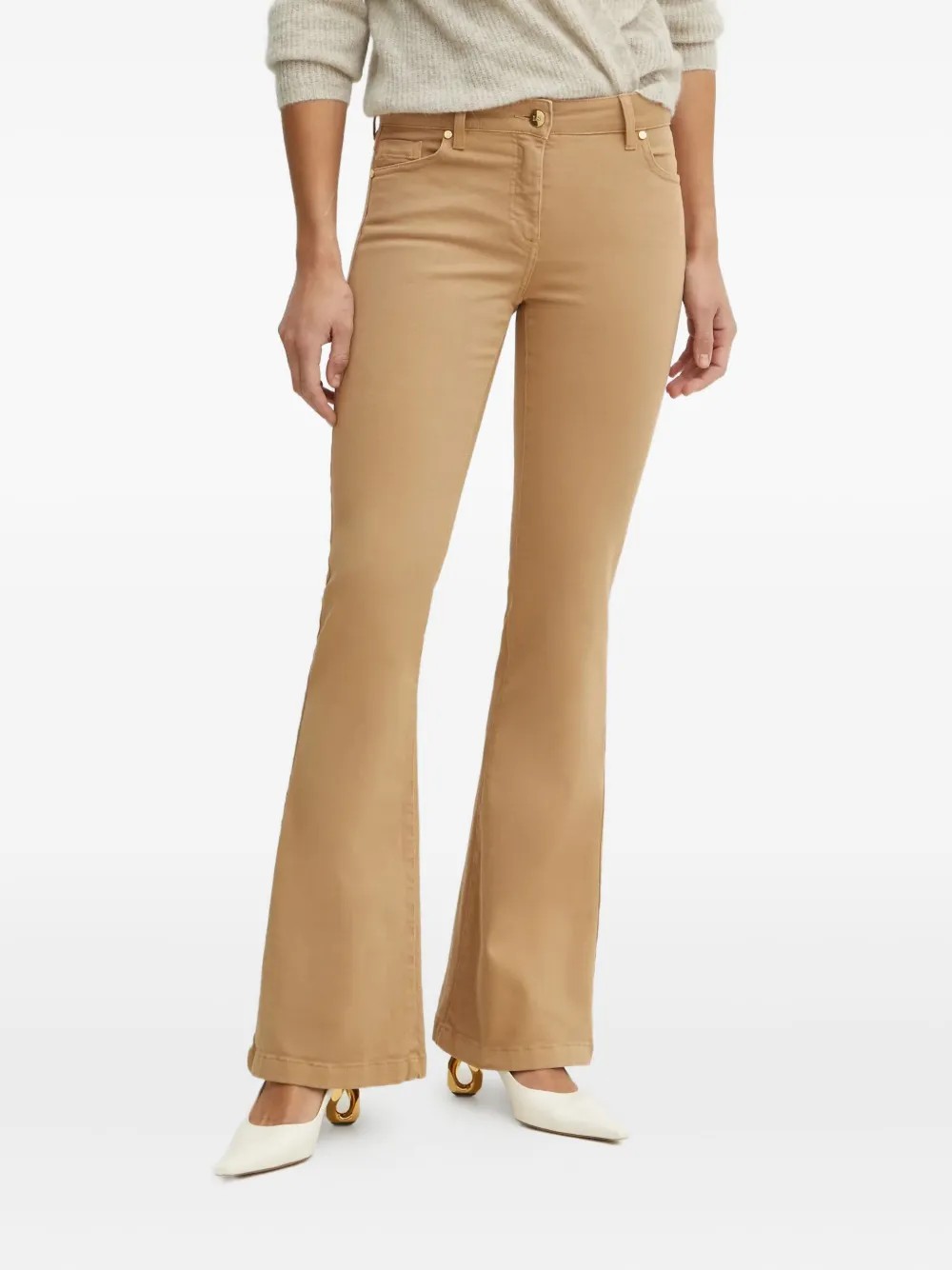 Джинсы-клеш с кожаными заплатками LUISA SPAGNOLI, коричневый
Джинсы-клеш с кожаными заплатками LUISA SPAGNOLI, коричневый