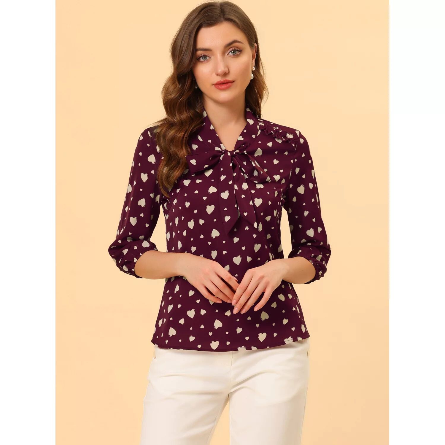 Женская блузка с принтом, рюшами, эластичными манжетами и галстуком-бабочкой на шее ALLEGRA K, белый
Женская блузка с принтом, рюшами, эластичными манжетами и галстуком-бабочкой на шее ALLEGRA K, белый