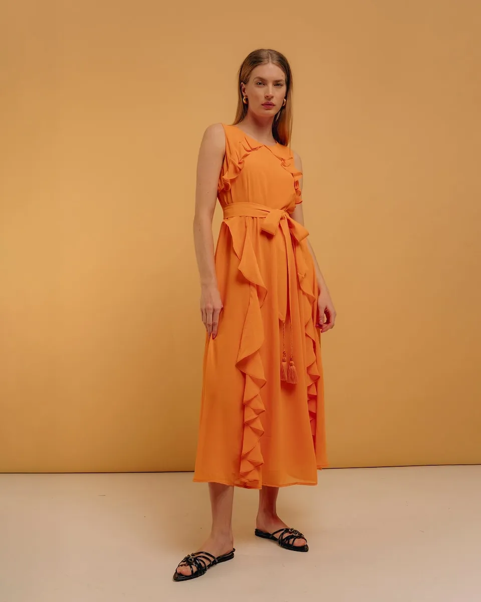 Длинное платье со складками и оборками Niza, оранжевый
Длинное платье со складками и оборками Niza, оранжевый