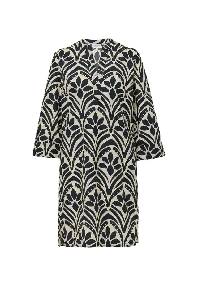 Платье-Блуза с разрезом на шее и рукавом 3/4 Comma, Casual Identity, мультиколор 
Платье-Блуза с разрезом на шее и рукавом 3/4 Comma, Casual Identity, мультиколор