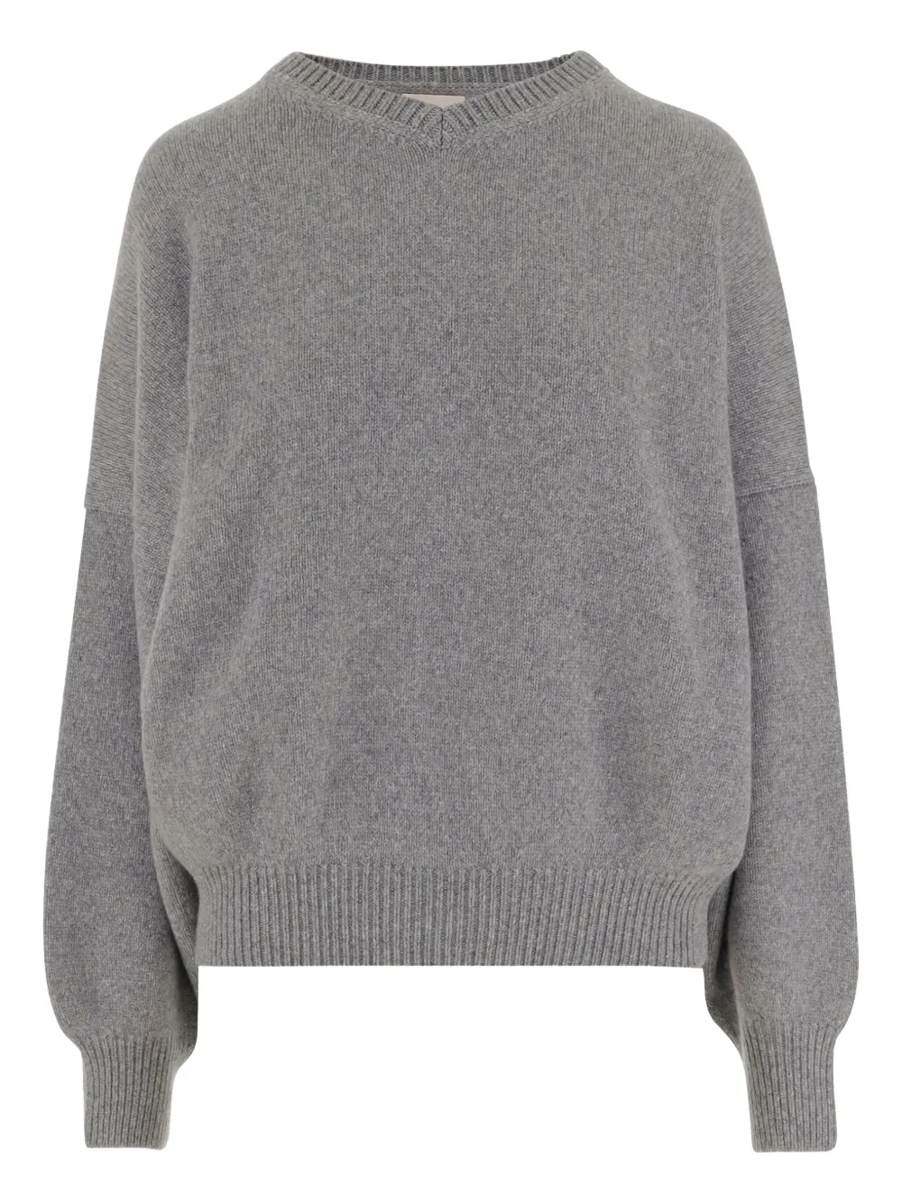 Кашемировый свитер с V-образным вырезом в рубчик KHAITE, серый
Кашемировый свитер с V-образным вырезом в рубчик KHAITE, серый