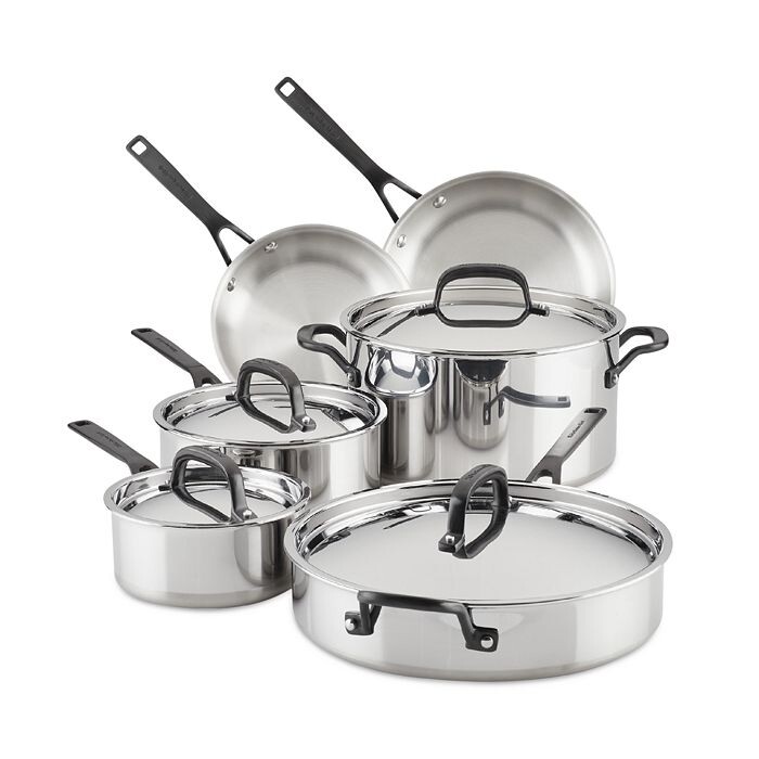 Набор посуды из 5-слойного медного сердечника из 10 предметов KitchenAid, серебряный
Набор посуды из 5-слойного медного сердечника из 10 предметов KitchenAid, серебряный
