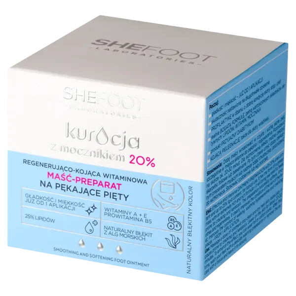 Мазь-средство витаминная регенерирующая-успокаивающая от трещин на пятках, 80 г Shefoot Kuracja z mocznikiem
Мазь-средство витаминная регенерирующая-успокаивающая от трещин на пятках, 80 г Shefoot Kuracja z mocznikiem