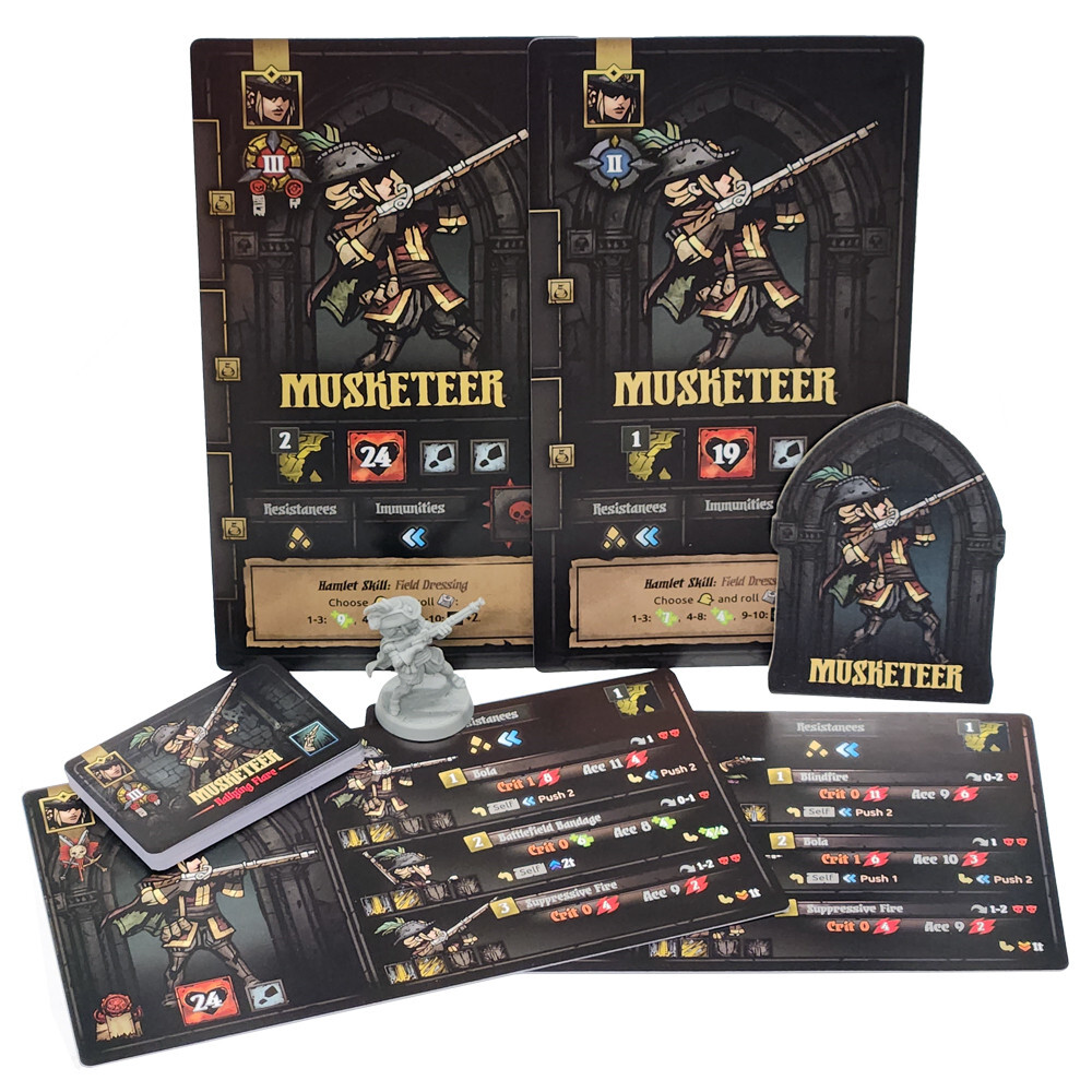 Настольная игра Mythic Games Darkest Dungeon: The Board Game - Musketeer Hero Expansion 
Настольная игра Mythic Games Darkest Dungeon: The Board Game - Musketeer Hero Expansion