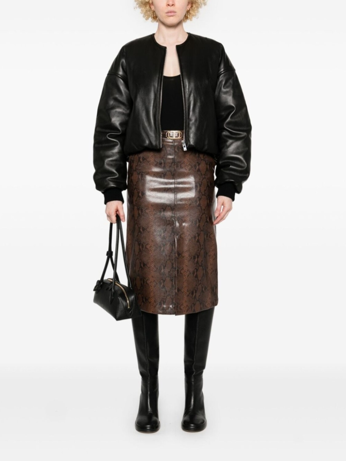 Юбка миди TWINSET с эффектом кожи ящерицы, коричневый 
Юбка миди TWINSET с эффектом кожи ящерицы, коричневый