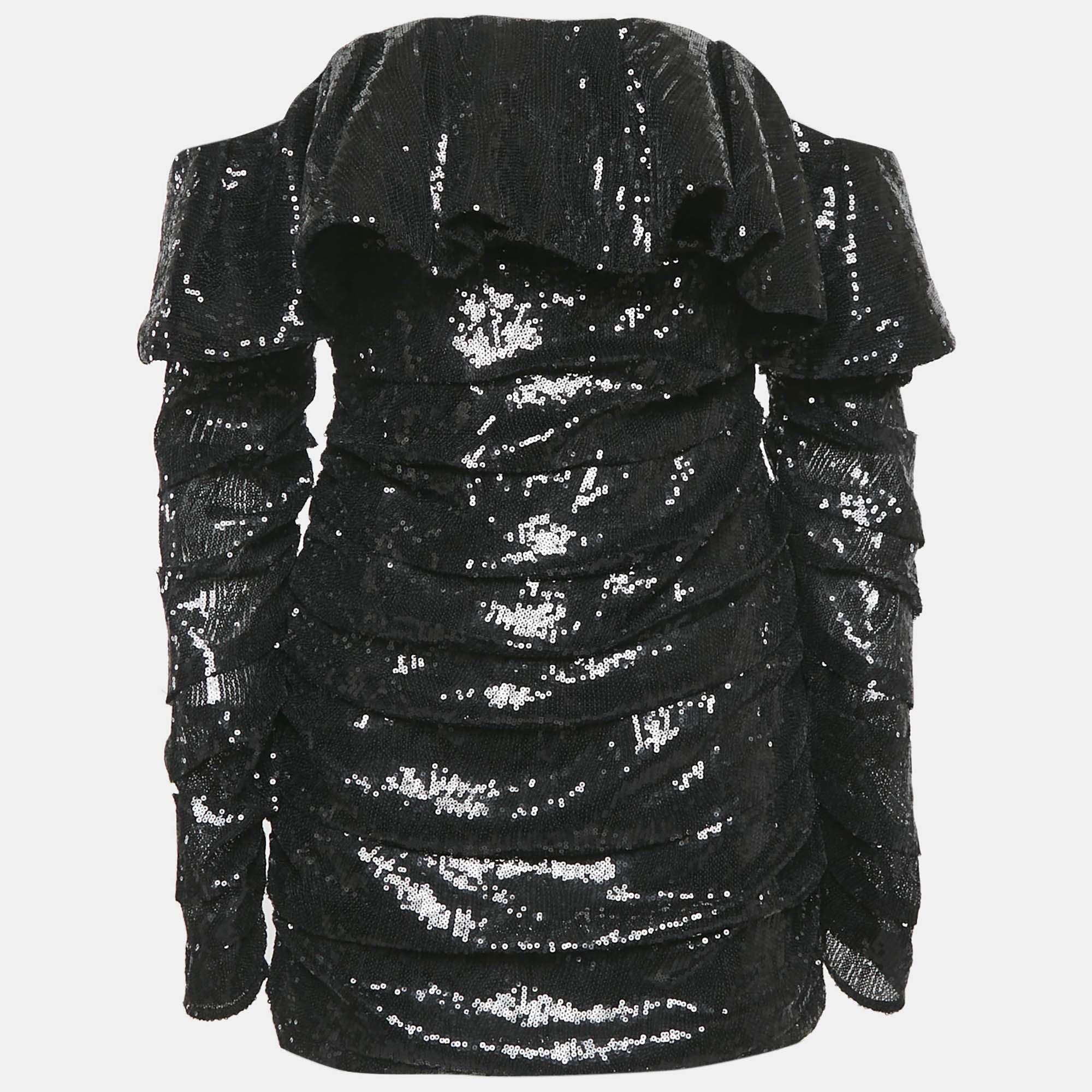 Черное мини-платье Attico с пайетками и оборками The Attico, черный
Черное мини-платье Attico с пайетками и оборками The Attico, черный