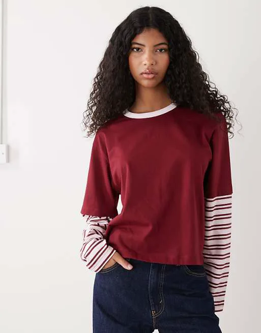 Двухслойная футболка с длинными рукавами COLLUSION в розовую полоску
Двухслойная футболка с длинными рукавами COLLUSION в розовую полоску