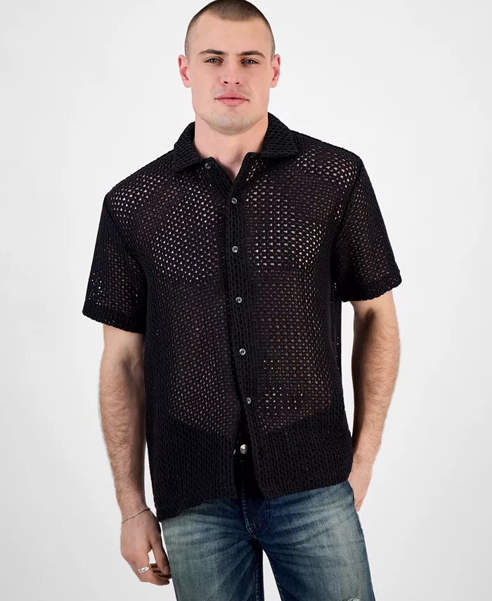 Мужская свободная рубашка на пуговицах с открытой вязкой GUESS, черный
Мужская свободная рубашка на пуговицах с открытой вязкой GUESS, черный