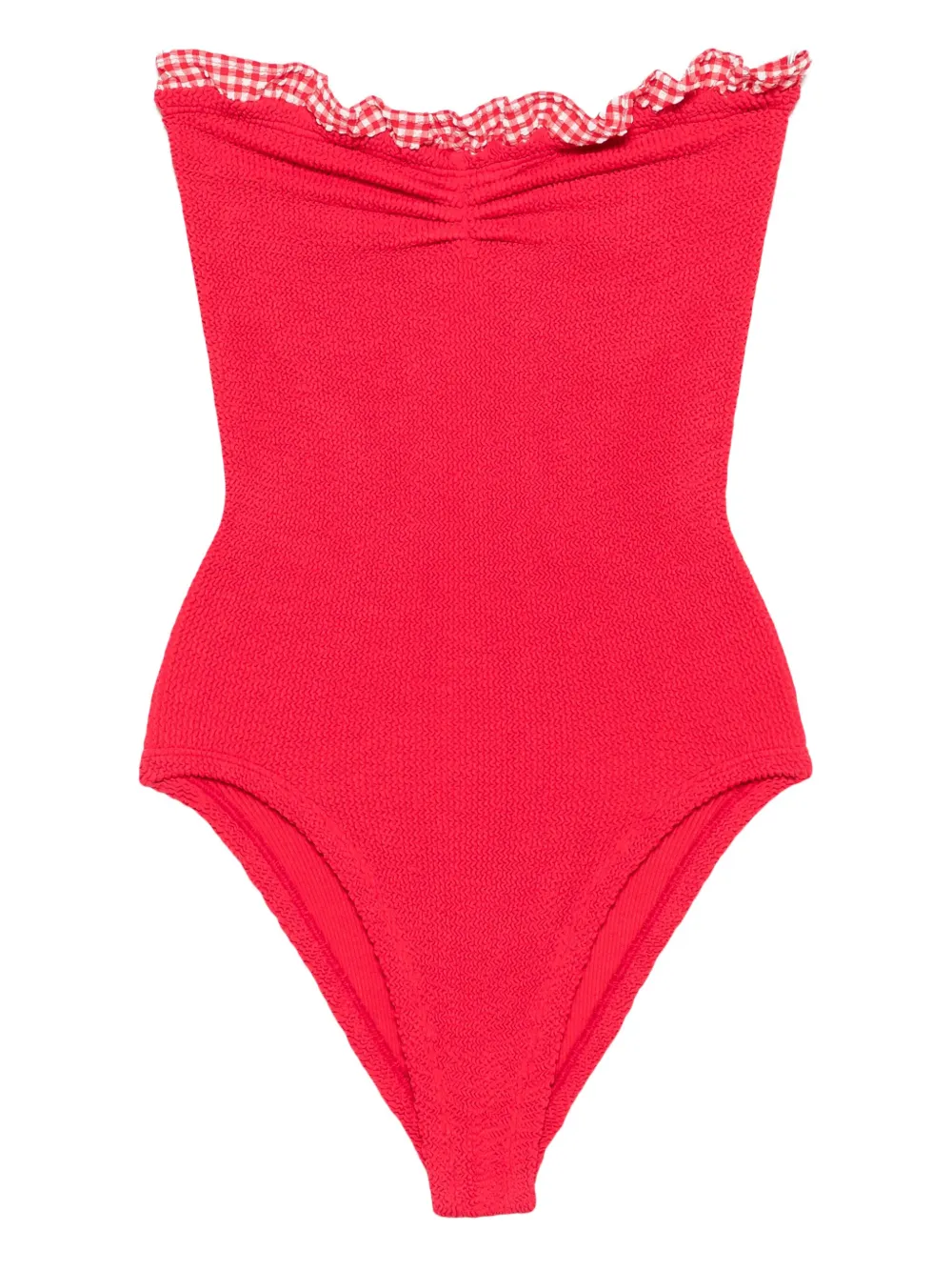 Купальник в клетку гингем Hunza G, красный 
Купальник в клетку гингем Hunza G, красный