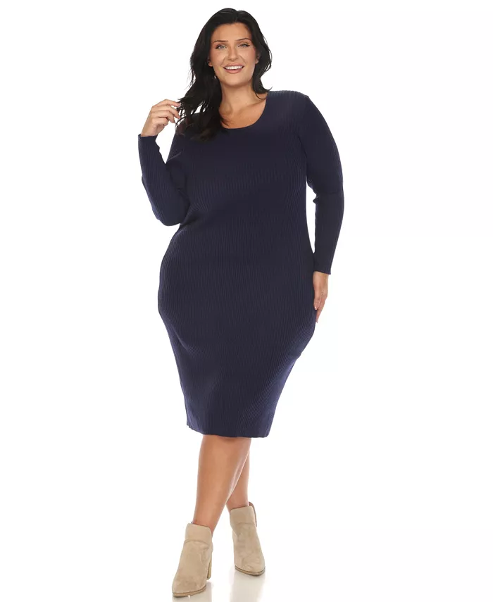 Платье-свитер миди в рубчик больших размеров White Mark, синий
Платье-свитер миди в рубчик больших размеров White Mark, синий